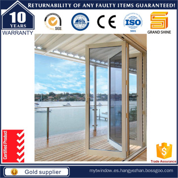 Puerta plegable de doble acristalamiento de aluminio con alta calidad